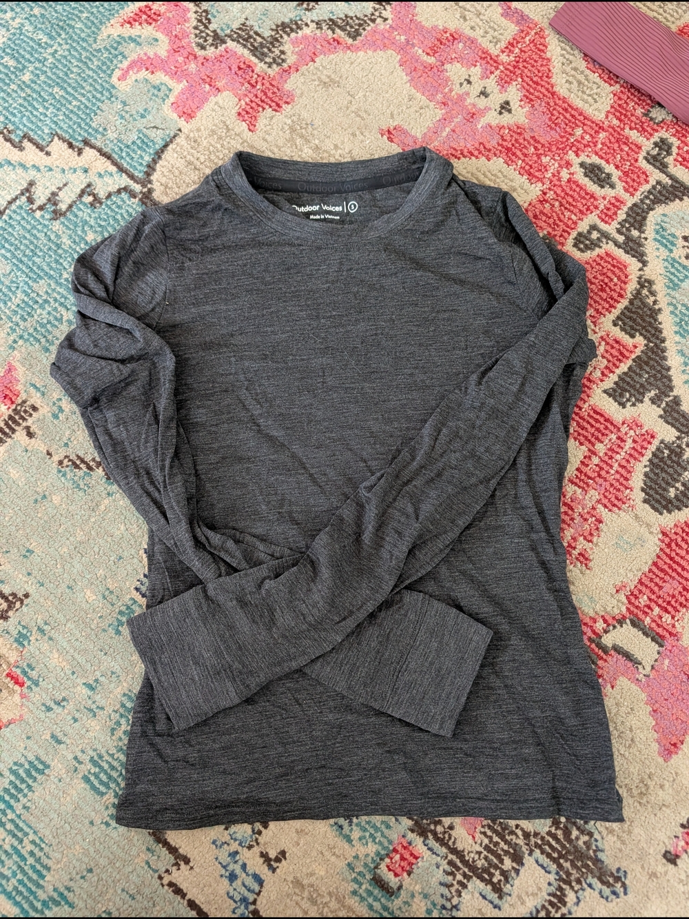 Outdoor Voices Merino Wool Crewneck in Charcoal